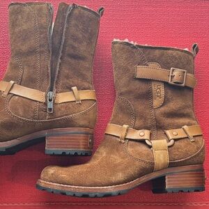 UGG Endell Brown suede side zipper calf Boots 6womens